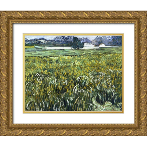 House at Auvers Gold Ornate Wood Framed Art Print with Double Matting by van Gogh, Vincent