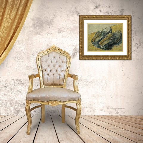A pair of leather clogs Gold Ornate Wood Framed Art Print with Double Matting by van Gogh, Vincent