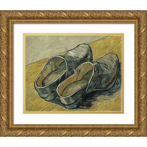 A pair of leather clogs Gold Ornate Wood Framed Art Print with Double Matting by van Gogh, Vincent