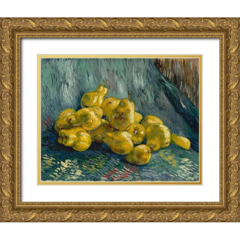 Still Life with Quinces Gold Ornate Wood Framed Art Print with Double Matting by van Gogh, Vincent