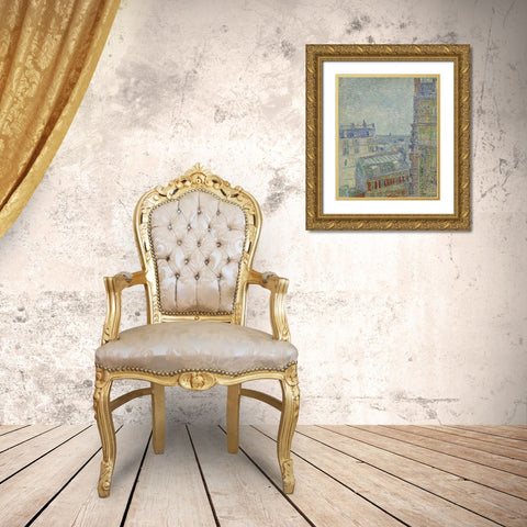 View from Theoâ€™s apartment Gold Ornate Wood Framed Art Print with Double Matting by van Gogh, Vincent