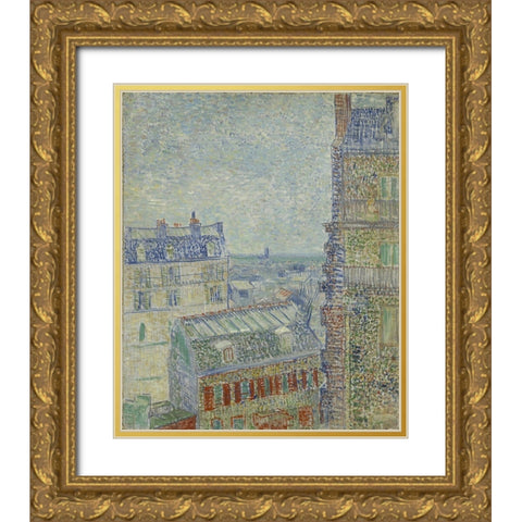 View from Theoâ€™s apartment Gold Ornate Wood Framed Art Print with Double Matting by van Gogh, Vincent