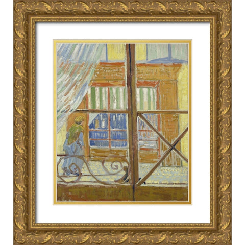 View of a butchers shop Gold Ornate Wood Framed Art Print with Double Matting by van Gogh, Vincent