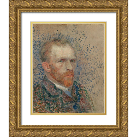Self-portrait Gold Ornate Wood Framed Art Print with Double Matting by van Gogh, Vincent