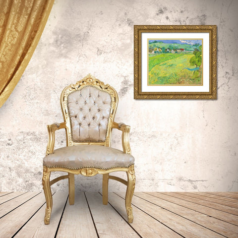 View of Vessenots Near Auvers Gold Ornate Wood Framed Art Print with Double Matting by van Gogh, Vincent
