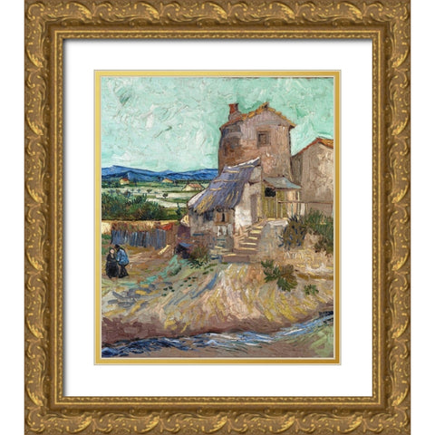 The Old Mill Gold Ornate Wood Framed Art Print with Double Matting by van Gogh, Vincent