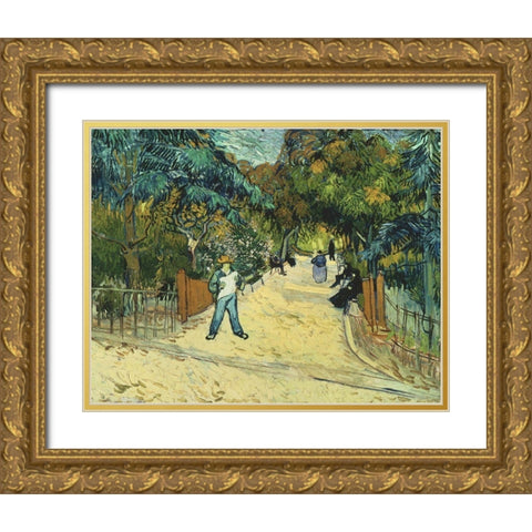 Entrance to the Public Gardens in Arle Gold Ornate Wood Framed Art Print with Double Matting by van Gogh, Vincent
