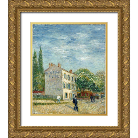 The restaurant Rispal in Asnieres Gold Ornate Wood Framed Art Print with Double Matting by van Gogh, Vincent