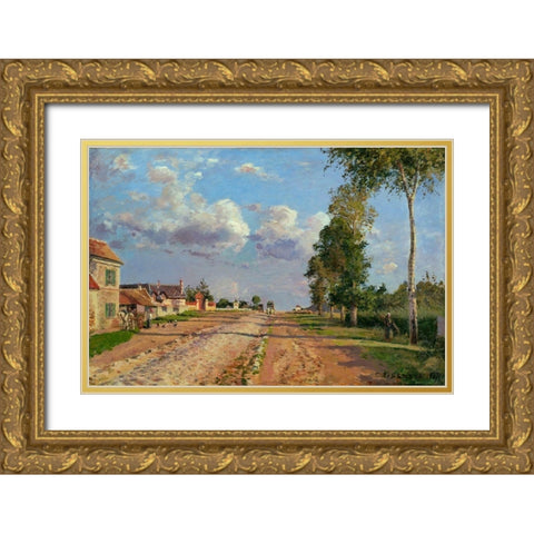 Route de Versailles, Rocquencourt Gold Ornate Wood Framed Art Print with Double Matting by Pissarro, Camille