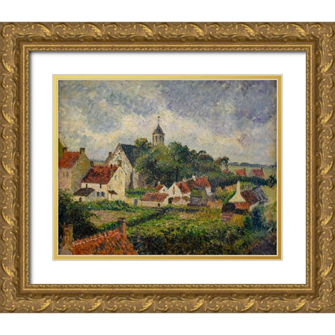 The village of Knokke Gold Ornate Wood Framed Art Print with Double Matting by Pissarro, Camille