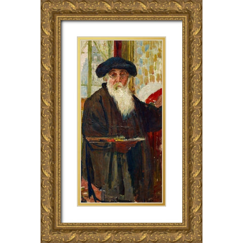 Self Portrait Gold Ornate Wood Framed Art Print with Double Matting by Pissarro, Camille