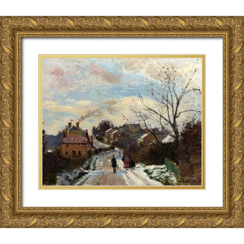 Fox Hill, Upper Norwood Gold Ornate Wood Framed Art Print with Double Matting by Pissarro, Camille