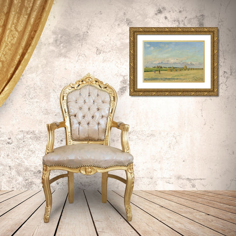 Landscape, Ile-de-France Gold Ornate Wood Framed Art Print with Double Matting by Pissarro, Camille