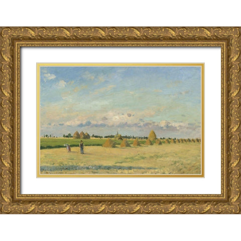 Landscape, Ile-de-France Gold Ornate Wood Framed Art Print with Double Matting by Pissarro, Camille