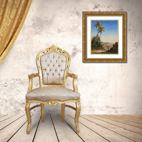 Landscape, St. Thomas Gold Ornate Wood Framed Art Print with Double Matting by Pissarro, Camille