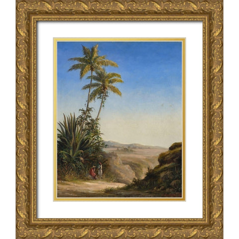 Landscape, St. Thomas Gold Ornate Wood Framed Art Print with Double Matting by Pissarro, Camille
