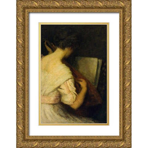The Lute Player Gold Ornate Wood Framed Art Print with Double Matting by Weir, J Alden