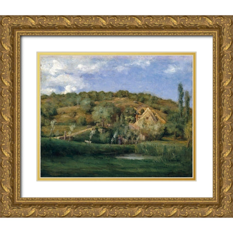 A French Homestead Gold Ornate Wood Framed Art Print with Double Matting by Weir, J Alden
