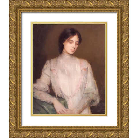 A Gentlewoman Gold Ornate Wood Framed Art Print with Double Matting by Weir, J Alden