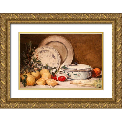 Still Life Gold Ornate Wood Framed Art Print with Double Matting by Weir, J Alden