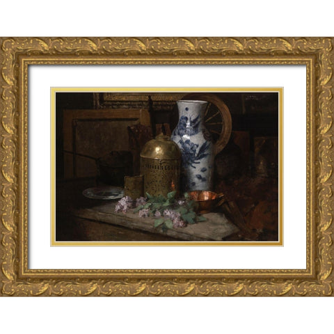Still Life in theÂ Studio Gold Ornate Wood Framed Art Print with Double Matting by Weir, J Alden