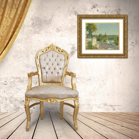 U.S. Thread Company Mills-Willimantic-Connecticut Gold Ornate Wood Framed Art Print with Double Matting by Weir, J Alden