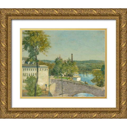 U.S. Thread Company Mills-Willimantic-Connecticut Gold Ornate Wood Framed Art Print with Double Matting by Weir, J Alden