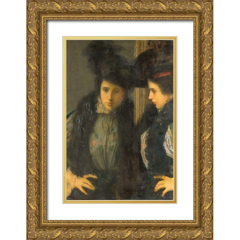 The Green Bodice Gold Ornate Wood Framed Art Print with Double Matting by Weir, J Alden