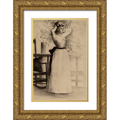 Portrait of Miss Hoe Gold Ornate Wood Framed Art Print with Double Matting by Weir, J Alden