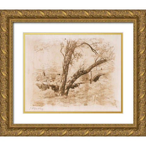 Sulby Glen-Isle of Man Gold Ornate Wood Framed Art Print with Double Matting by Weir, J Alden