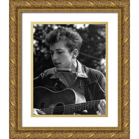 Bob DylanÂ at the Civil Rights March in Washington-D.C 1963 Gold Ornate Wood Framed Art Print with Double Matting by Scherman, Rowland