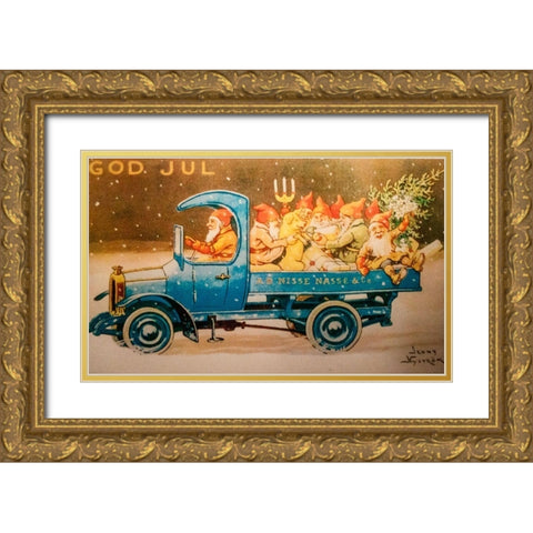 Christmas postcard Gold Ornate Wood Framed Art Print with Double Matting by Nystrom, Jenny