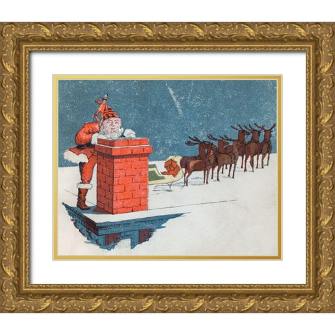 Vintage Christmas Gold Ornate Wood Framed Art Print with Double Matting by Buttolph, Frank