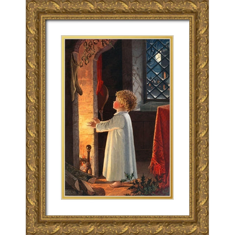 Christmas Child Gold Ornate Wood Framed Art Print with Double Matting by Wallach, Miriam and Ira D
