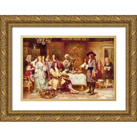 The Birth of Pennsylvania 1680 Gold Ornate Wood Framed Art Print with Double Matting by Ferris, Jean Leon Gerome