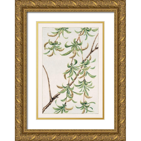 Yanagi or willow Gold Ornate Wood Framed Art Print with Double Matting by Morikaga, Megata