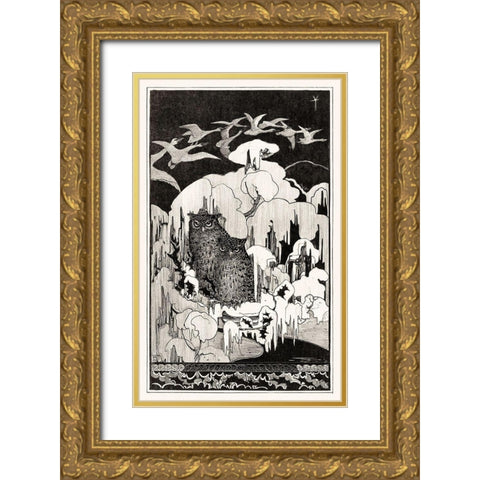 Christmas night Gold Ornate Wood Framed Art Print with Double Matting by Hoytema, Theo van