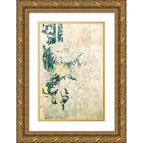 Chrysanthemums and fall flowers Gold Ornate Wood Framed Art Print with Double Matting by Hoytema, Theo van