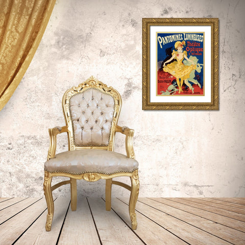 Pantomimes Lumineuses Gold Ornate Wood Framed Art Print with Double Matting by Cheret, Jules