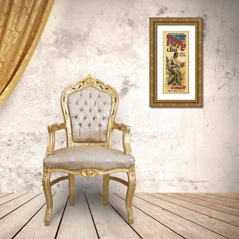 La Terre Gold Ornate Wood Framed Art Print with Double Matting by Cheret, Jules