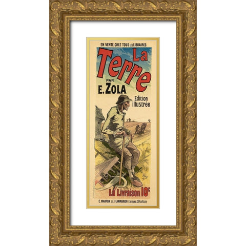 La Terre Gold Ornate Wood Framed Art Print with Double Matting by Cheret, Jules