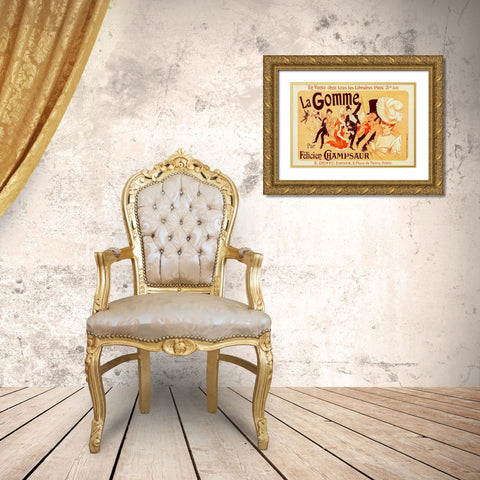 La Gomme Gold Ornate Wood Framed Art Print with Double Matting by Cheret, Jules