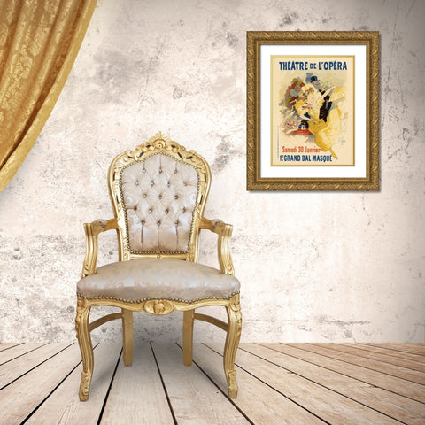 Theatre de LOpera 30th Janvier Gold Ornate Wood Framed Art Print with Double Matting by Cheret, Jules