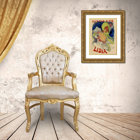 Alcazar Dete Lidia Gold Ornate Wood Framed Art Print with Double Matting by Cheret, Jules