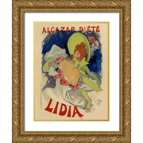 Alcazar Dete Lidia Gold Ornate Wood Framed Art Print with Double Matting by Cheret, Jules
