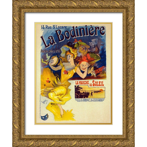 La Bodiniere Gold Ornate Wood Framed Art Print with Double Matting by Cheret, Jules