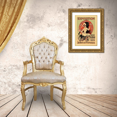 Exposition Willette Gold Ornate Wood Framed Art Print with Double Matting by Cheret, Jules