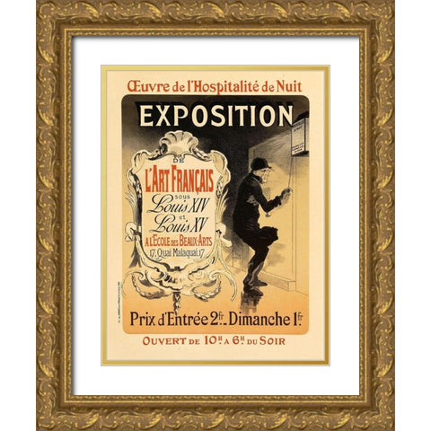Hospitalite de Nuit Gold Ornate Wood Framed Art Print with Double Matting by Cheret, Jules