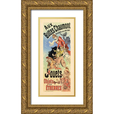 Aux Buttes Chaumont Gold Ornate Wood Framed Art Print with Double Matting by Cheret, Jules