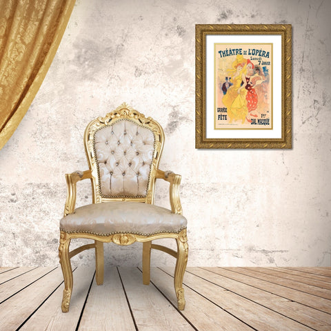 Theatre de LOpera 7th Janvier Gold Ornate Wood Framed Art Print with Double Matting by Cheret, Jules